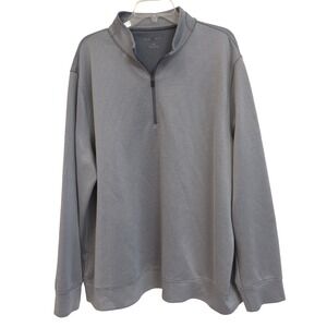 Hickey Freeman Mens XXL Quarter Zip Pullover Gray White Striped Golf Athletic